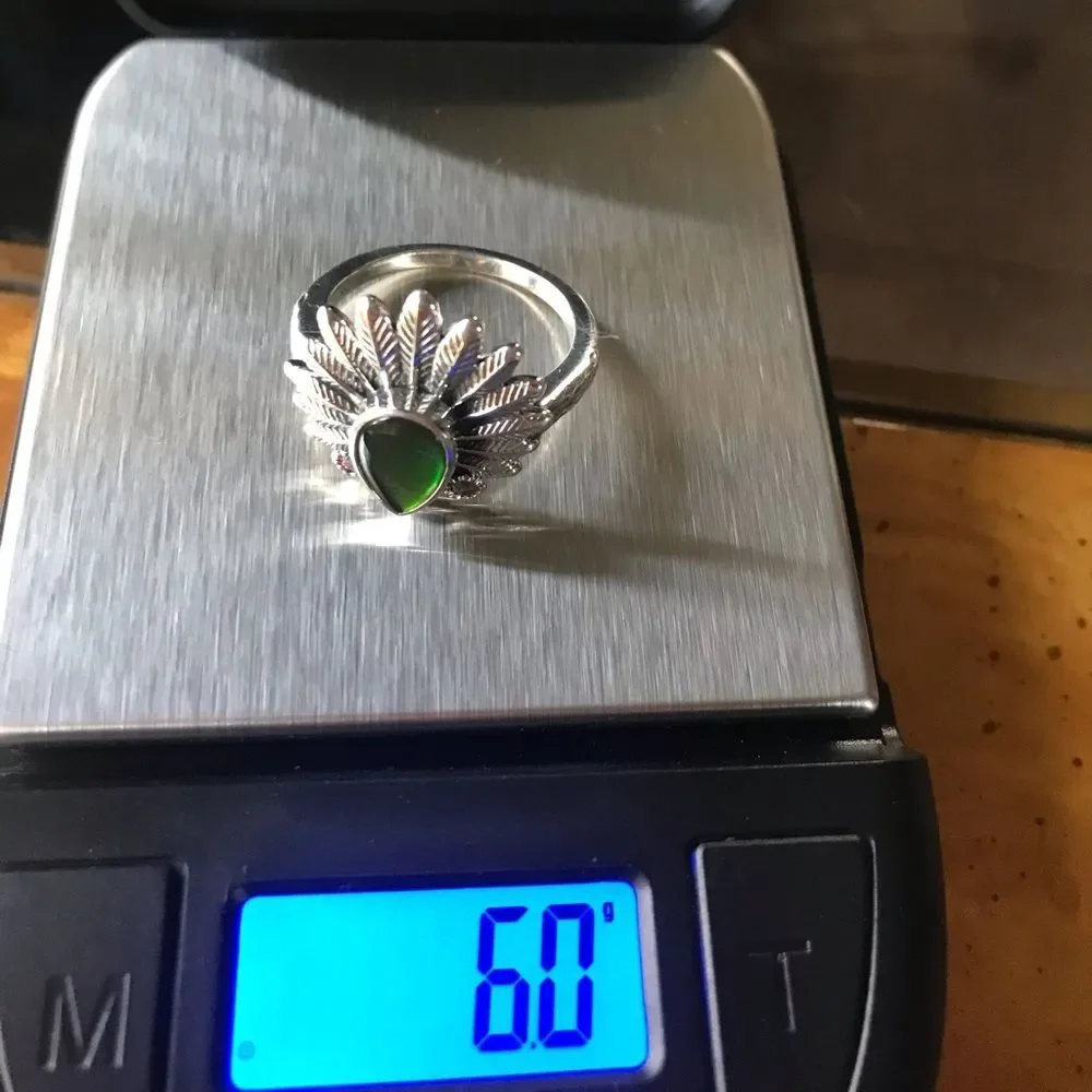 Canadian Ammolite Sterling Silver Ring Size 8